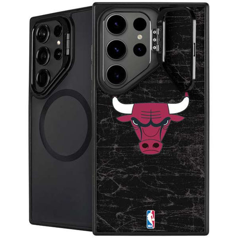 NBA Chicago Bulls Black Distressed Galaxy S25 Ultra Kickstand Case